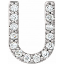14K White .06 CTW Diamond Single Initial U Earring - 867976105P