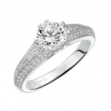 Artcarved Bridal Semi-Mounted with Side Stones Vintage Engagement Ring Agnes 14K White Gold - 31-V399ERW-E.01