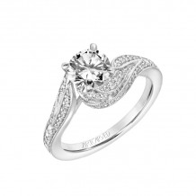 Artcarved Bridal Semi-Mounted with Side Stones Contemporary Floral Diamond Engagement Ring Calalily 18K White Gold - 31-V784ERW-E.03