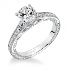 Artcarved Bridal Mounted with CZ Center Vintage Filigree Diamond Engagement Ring Viola 14K White Gold - 31-V623ERW-E.00