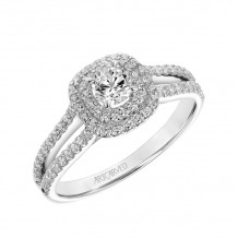 Artcarved Bridal Mounted Mined Live Center Classic One Love Halo Engagement Ring Dorothy 14K White Gold - 31-V610ARW-E.00