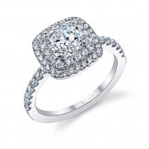 0.55tw Semi-Mount Engagement Ring With 1ct Round/Cushion Halo