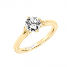 Artcarved Bridal Mounted with CZ Center Contemporary Floral Solitaire Engagement Ring Buttercup 18K Yellow Gold - 31-V777ERY-E.02