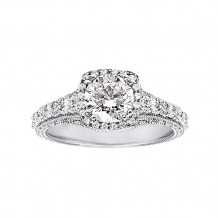 True Romance 14k White 0.50ct Diamond Double Halo Semi Mount Engagement Ring