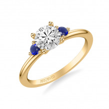 Artcarved Bridal Semi-Mounted with Side Stones Classic Engagement Ring 18K Yellow Gold & Blue Sapphire - 31-V1033SERY-E.03