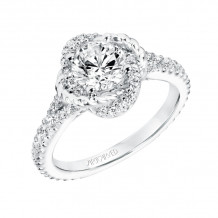 Artcarved Bridal Mounted with CZ Center Contemporary Rope Halo Engagement Ring Ryane 14K White Gold - 31-V702ERW-E.00