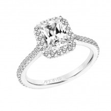 Artcarved Bridal Mounted with CZ Center Classic Halo Engagement Ring Clarissa 18K White Gold - 31-V807GEW-E.02