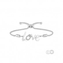 Ashi Sterling Silver White Single Cut Diamond LOVE Bracelet