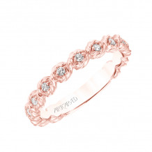 Artcarved Bridal Mounted with Side Stones Contemporary Twist Diamond Wedding Band Larisa 14K Rose Gold - 31-V758RR-L.00