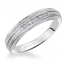 Artcarved Bridal Mounted with Side Stones Contemporary Diamond Wedding Band Kelsie 14K White Gold - 31-V370W-L.00