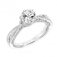 Artcarved Bridal Mounted with CZ Center Vintage Filigree Diamond Engagement Ring Faith 18K White Gold - 31-V789ERW-E.02
