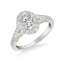 Artcarved Bridal Mounted with CZ Center Classic Lyric Halo Engagement Ring Augusta 18K White Gold Primary & 18K Yellow Gold - 31-V1003EVWY-E.02