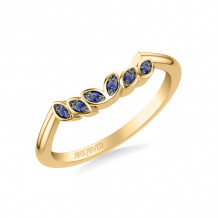 Artcarved Bridal Mounted with Side Stones Contemporary Wedding Band 18K Yellow Gold & Blue Sapphire - 31-V317SY-L.01