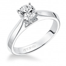 Artcarved Bridal Mounted with CZ Center Classic Solitaire Engagement Ring Pixie 14K White Gold - 31-V179DRW-E.00