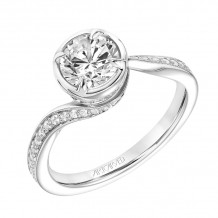Artcarved Bridal Semi-Mounted with Side Stones Contemporary Bezel Diamond Engagement Ring Tinsley 18K White Gold - 31-V833ERW-E.03