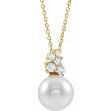 14K Yellow Freshwater Cultured Pearl & 1/4 CTW Diamond 16-18 Necklace - 86892611P