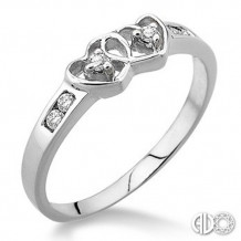 Ashi Diamonds Silver Twin Heart Ring