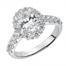 Artcarved Bridal Semi-Mounted with Side Stones Classic Halo Engagement Ring Wynona 14K White Gold - 31-V332EVW-E.01