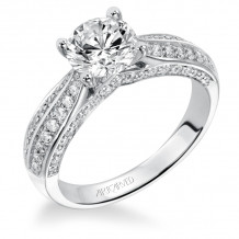 Artcarved Bridal Semi-Mounted with Side Stones Contemporary Engagement Ring Kelsie 14K White Gold - 31-V370FRW-E.01