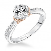 Artcarved Bridal Semi-Mounted with Side Stones Contemporary Engagement Ring Posey 14K White Gold Primary & 14K Rose Gold - 31-V586ERR-E.01