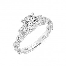 Artcarved Bridal Mounted with CZ Center Contemporary Floral 3-Stone Engagement Ring Hyacinth 14K White Gold - 31-V786ERW-E.00