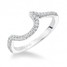 Artcarved Bridal Mounted with Side Stones Contemporary Halo Diamond Wedding Band Adeena 14K White Gold - 31-V598W-L.00