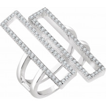 14K White 1/2 CTW Diamond Double Rectangle Geometric Diamond Ring - 65241960000P