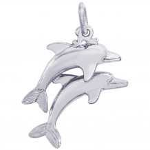 Sterling Silver Two Dolphins Charm