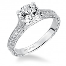 Artcarved Bridal Semi-Mounted with Side Stones Vintage Vintage Engagement Ring Zoya 14K White Gold - 31-V511FRW-E.01