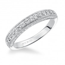 Artcarved Bridal Mounted with Side Stones Vintage Milgrain Diamond Engagement Ring Kendal 14K White Gold - 31-V369W-L.00