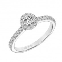 Artcarved Bridal Semi-Mounted with Side Stones Classic One Love Halo Engagement Ring Layla 14K White Gold - 31-V324XRW-E.04