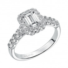 Artcarved Bridal Semi-Mounted with Side Stones Classic Halo Engagement Ring Gabby 14K White Gold - 31-V441EEW-E.01