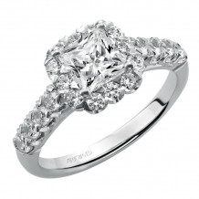 Artcarved Bridal Semi-Mounted with Side Stones Classic Halo Engagement Ring Jaime 14K White Gold - 31-V440ECW-E.01