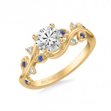 Artcarved Bridal Semi-Mounted with Side Stones Contemporary Engagement Ring 18K Yellow Gold & Blue Sapphire - 31-V1036SERY-E.03
