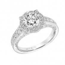 Artcarved Bridal Mounted with CZ Center Vintage Filigree Halo Engagement Ring Liviana 14K White Gold - 31-V797ERW-E.00