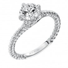 Artcarved Bridal Mounted with CZ Center Contemporary Americana Solitaire Engagement Ring Aline 14K White Gold - 31-V568ERW-E.00