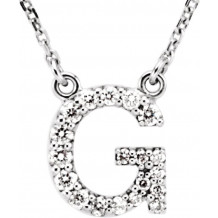 14K White Initial G 1/8 CTW Diamond 16 Necklace - 67311106P