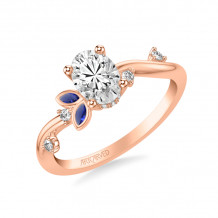 Artcarved Bridal Mounted with CZ Center Contemporary Engagement Ring 14K Rose Gold & Blue Sapphire - 31-V1034SEVR-E.00