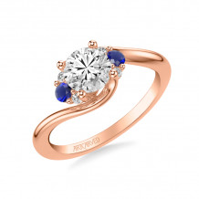 Artcarved Bridal Mounted with CZ Center Contemporary Engagement Ring 14K Rose Gold & Blue Sapphire - 31-V1030SERR-E.00