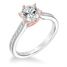 Artcarved Bridal Semi-Mounted with Side Stones Classic Diamond Engagement Ring Maura 14K White Gold Primary & 14K Rose Gold - 31-V649FRR-E.01
