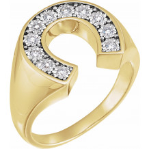 14K Yellow & White 1/4 CTW Diamond Men's Horseshoe Ring - 65162360000P