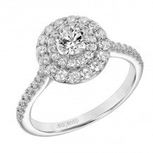 Artcarved Bridal Semi-Mounted with Side Stones Classic One Love Engagement Ring 18K White Gold - 31-V882BRW-E.05