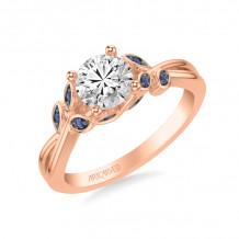 Artcarved Bridal Mounted with CZ Center Contemporary Engagement Ring 14K Rose Gold & Blue Sapphire - 31-V317SERR-E.00
