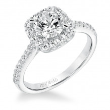 Artcarved Bridal Semi-Mounted with Side Stones Classic Halo Engagement Ring Liv 14K White Gold - 31-V644ERW-E.01