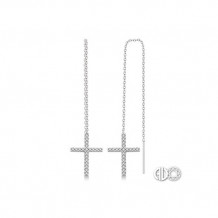 Ashi Diamonds 10k White Gold Diamond Cross Threader Earrings