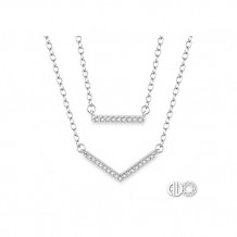 Ashi Diamonds 10k White Gold Diamond Bar & V-Shape Layered Pendant