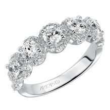 Artcarved Bridal Mounted with Side Stones Contemporary Fashion Diamond Anniversary Band 14K White Gold - 33-V9110W-L.00