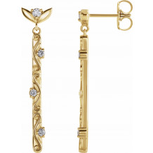 14K Yellow 1/8 CTW Diamond Vintage-Inspired Dangle Earrings - 87044601P