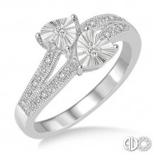 Ashi Diamonds Silver 2Stone Heart Ring