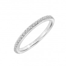 Artcarved Bridal Mounted with Side Stones Classic One Love Diamond Wedding Band Bree 18K White Gold - 31-V886XRW-L.01
